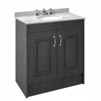 Nuie York Floor Standing Vanity Unit with Grey Marble Basin 800mm Wide Royal Grey - 3 Tap Hole