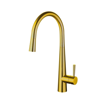Nuie Ziro Pull Out Kitchen Sink Mixer Tap Single Lever Handle - Brushed Gold | Product Image