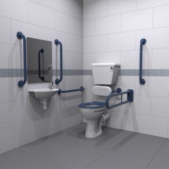 Nymas Low Level Disabled Toilet Doc M Pack White - Dark Blue Grab Rails