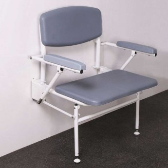 Nymas NymaSTYLE Extra Wide Wall Mounted Padded Shower Seat with Legs Back and Arms - Grey