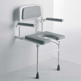 Nymas NymaSTYLE Horseshoe Wall Mounted Padded Shower Seat with Legs Back and Arms - Grey