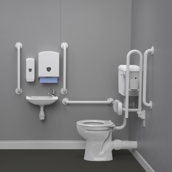 Nymas Low Level Disabled Toilet Doc M Pack White - White Grab Rails