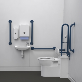 Nymas NymaPRO Back to Wall Doc M Toilet Pack with Exposed Fixings - Dark Blue Grab Rails