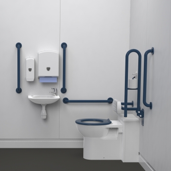 Nymas Nyma PRO Back to Wall Doc M Pack Concealed Fixings White - 5 x Dark Blue Grab Rails