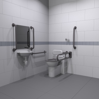 Nymas NymaPRO Back to Wall Doc M Toilet Pack with Steel Grab Rails and TMV3 Valve - Grey