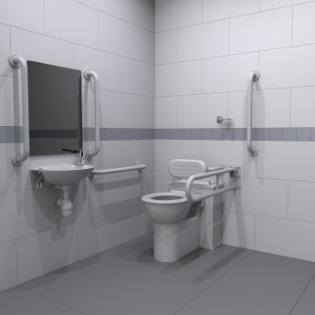 Nymas Nyma PRO Back to Wall Doc M Pack Concealed Fixings White - 5 x White Grab Rails | Product Image