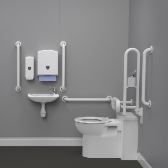 Nymas Nyma PRO Back to Wall Doc M Pack Concealed Fixings White - 5 x White Grab Rails | Product Image