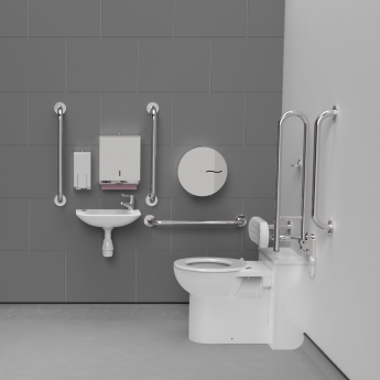 Nymas NymaPRO Back to Wall Doc M Toilet Pack with Concealed Fixings - Polished Grab Rails | Product Image