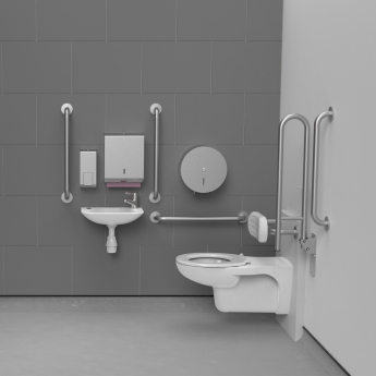 Nymas Nyma PRO Wall Hung Doc M Pack Concealed Fixings White - 5 x Satin Grab Rails