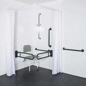Nymas NymaCARE Doc M Shower Grab Rail Pack with Concealed Fixings - Dark Grey Grab Rails