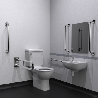 Nymas NymaCARE Premium Rimless LH Close Coupled Doc M Toilet Pack - Polished Grab Rails