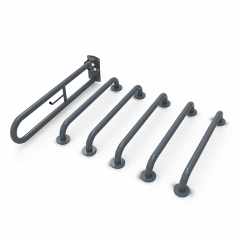 Nymas NymaCARE Concealed Fixings Grab Rails for Doc M Toilet Pack - Dark Grey | Product Image