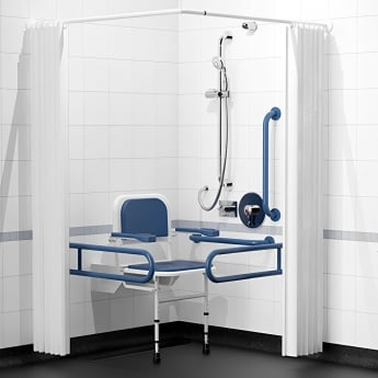 Nymas NymaPRO Doc M Shower Pack White with Concealed Valves and Dark Blue Rails