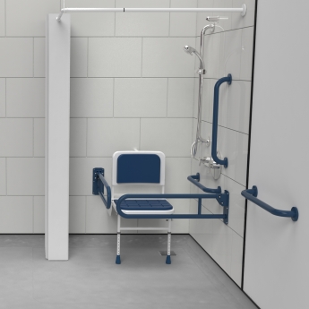 Nymas NymaPRO Doc M Shower Pack White with Concealed Valves and Dark Blue Rails