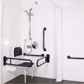 Nymas NymaPRO Doc M Shower Pack White with Concealed Valves and Dark Blue Rails
