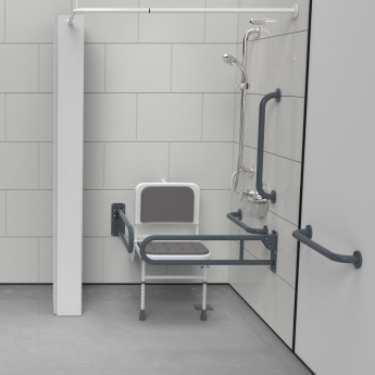 Nymas NymaPRO Doc M Shower Pack White with Concealed Valves and Dark Grey Rails