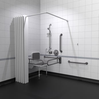 Nymas NymaPRO Doc M Shower Pack White with Concealed Valves and Grey Rails