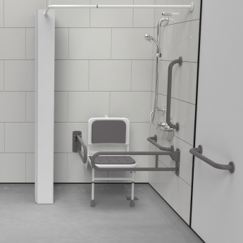 Nymas NymaPRO Doc M Shower Pack White with Concealed Valves and Grey Rails
