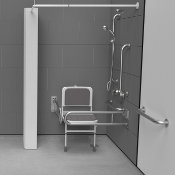 Nymas NymaPRO Doc M Shower Pack White with Concealed Valves and Satin Rails