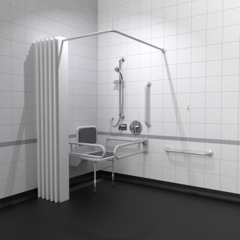 Nymas NymaPRO Doc M Shower Pack White with Concealed Valves and White Rails