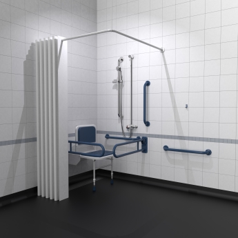 Nymas NymaPRO Doc M Shower Pack White with Exposed Valves and Dark Blue Rails