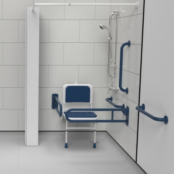 Nymas NymaPRO Doc M Shower Pack White with Exposed Valves and Dark Blue Rails