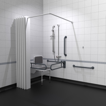 Nymas NymaPRO Doc M Shower Pack White with Exposed Valves and Dark Grey Rails