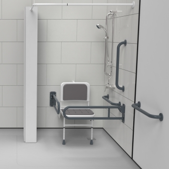 Nymas NymaPRO Doc M Shower Pack White with Exposed Valves and Dark Grey Rails