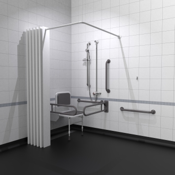 Nymas NymaPRO Doc M Shower Pack White with Exposed Valves and Grey Rails
