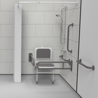 Nymas NymaPRO Doc M Shower Pack White with Exposed Valves and Grey Rails