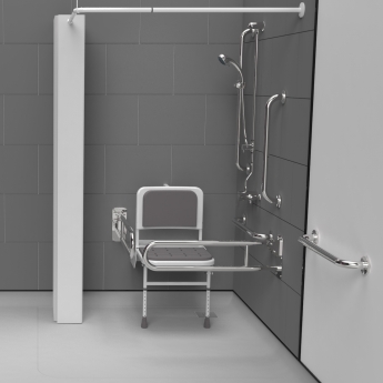 Nymas NymaPRO Doc M Shower Pack White with Exposed Valves and Polished Rails