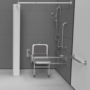 Nymas NymaPRO Doc M Shower Pack White with Exposed Valves and Satin Rails