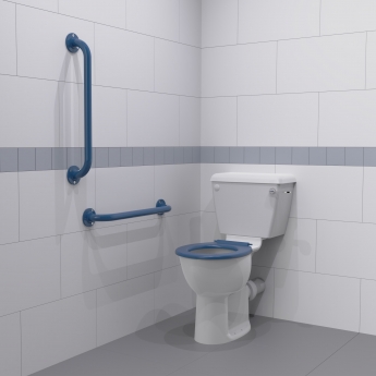 Nymas NymaPRO Close Coupled Ambulant Doc M Toilet Pack with Exposed Fixings - Dark Blue Grab Rails