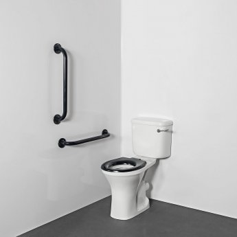 Nymas NymaPRO Close Coupled Ambulant Doc M Toilet Pack with Concealed Fixings - Dark Grey Grab Rails
