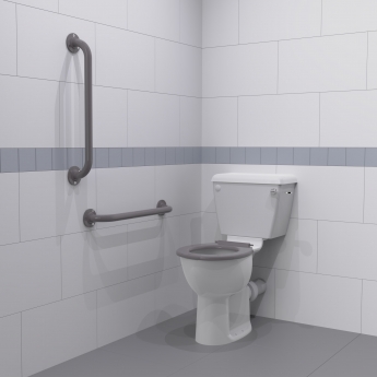 Nymas NymaPRO Close Coupled Ambulant Doc M Toilet Pack with Exposed Fixings - Grey Grab Rails