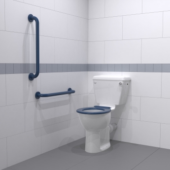 Nymas NymaPRO Close Coupled Ambulant Doc M Toilet Pack with Concealed Fixings - Dark Blue Grab Rails
