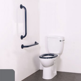 Nymas NymaPRO Close Coupled Ambulant Doc M Toilet Pack with Stainless Steel Grab Rails - Dark Grey