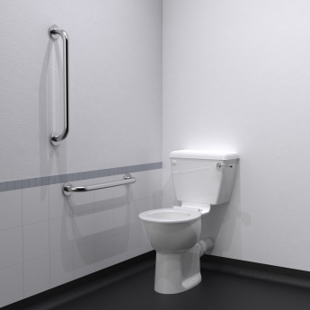 Nymas NymaPRO Close Coupled Ambulant Doc M Toilet Pack with Stainless Steel Grab Rails - Satin