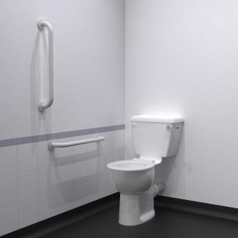Nymas NymaPRO Close Coupled Ambulant Doc M Toilet Pack with Stainless Steel Grab Rails - White