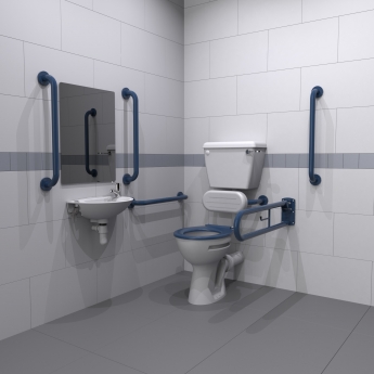 Nymas NymaPRO Low Level Doc M Toilet Pack with Steel Grab Rails and TMV3 Valve - Dark Blue