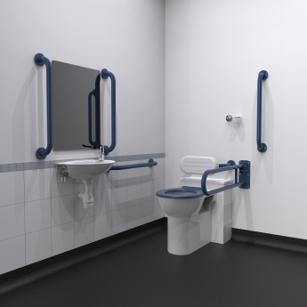 Nymas NymaPRO Back to Wall Doc M Toilet Pack with Stainless Steel Grab Rails - Dark Blue