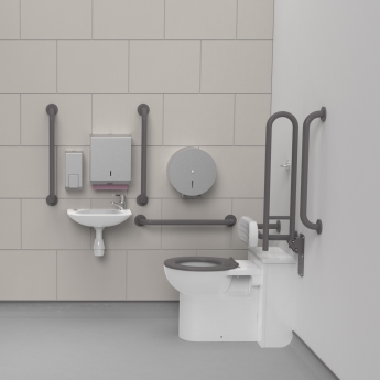 Nymas NymaPRO Back to Wall Doc M Toilet Pack with Concealed Fixings - Grey Grab Rails | Product Image