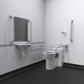 Nymas NymaPRO Back to Wall Doc M Toilet Pack with Stainless Steel Grab Rails - White | Product Image