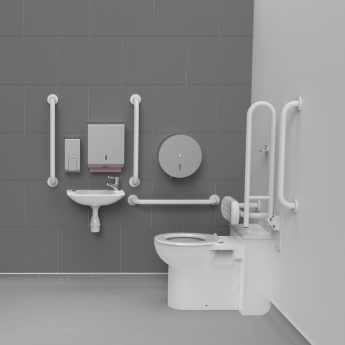 Nymas NymaPRO Back to Wall Doc M Toilet Pack with Concealed Fixings - White Grab Rails