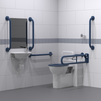 Nymas NymaPRO Back to Wall Doc M Toilet Pack with Exposed Fixings - Dark Blue Grab Rails