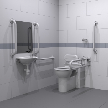 Nymas NymaPRO Back to Wall Doc M Toilet Pack with Exposed Fixings - White Grab Rails | Product Image