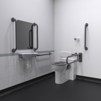 Nymas NymaPRO Back to Wall Doc M Toilet Pack with Concealed Fixings - Grey Grab Rails | Product Image