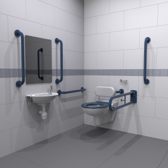 Nymas Nyma PRO Wall Hung Doc M Pack Concealed Fixings White - 5 x Dark Blue Grab Rails