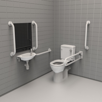 Nymas NymaPRO Rimless Close Coupled Doc M Toilet Pack with Exposed Fixings - White Grab Rails | Product Image