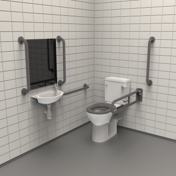 Nymas NymaPRO Rimless Close Coupled Doc M Pack White - Grey Grab Rails | Product Image